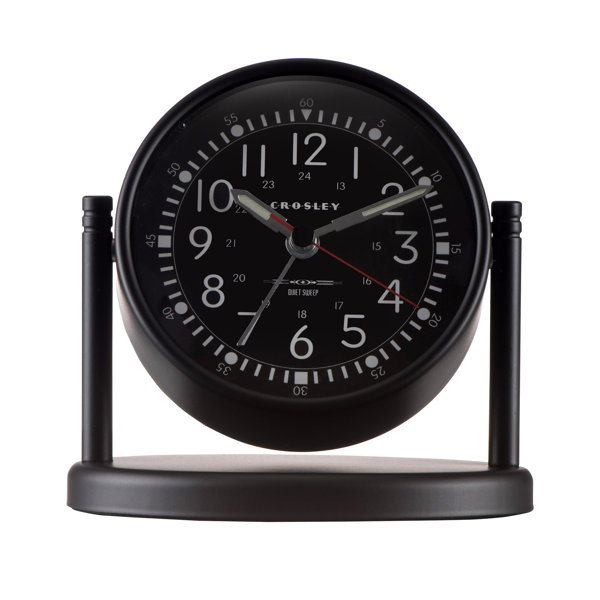 Crosley Analog Metal Quartz Alarm Tabletop Clock in Black Wayfair